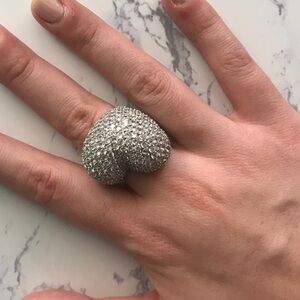 Gorgeous crystals and silver ring.